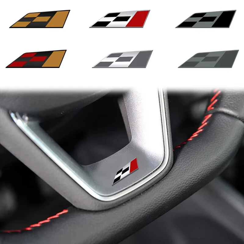 3D Metal Car Steering Wheel Emblem Sticker Racing Flag Logo Decor Decal For Fiat Leon Ibiza ATECA Arona Exeo Tarraco FR Altea