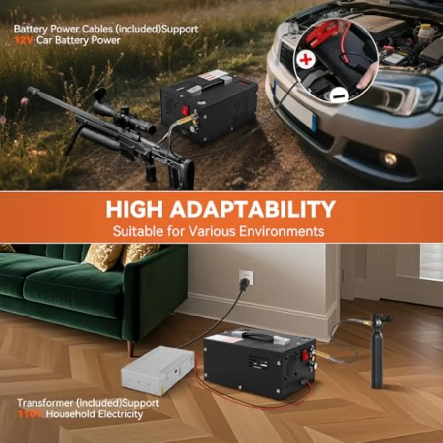 ضاغط هواء PCP عالي الأداء 350 وات مع مخرج 4500 رطل لكل بوصة مربعة 30 ميجا باسكال جهد مزدوج 12 فولت تيار مستمر 110 فولت مصدر طاقة تيار متردد خالي من الزيت و WaterFre #3