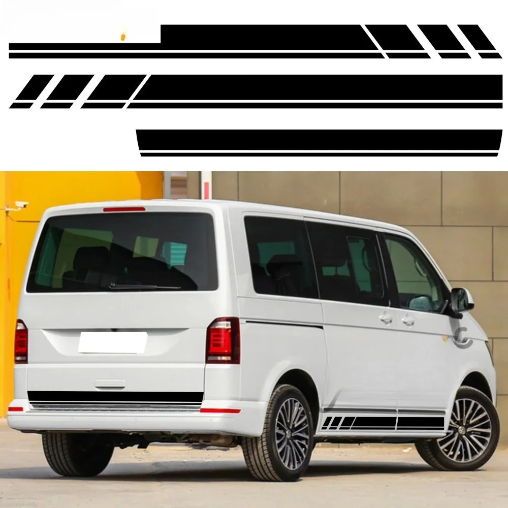 

3 шт. модных наклеек с гоночными полосами для декора, виниловые наклейки для автомобиля, аксессуары для VW T5 T6, наклейки на багажник