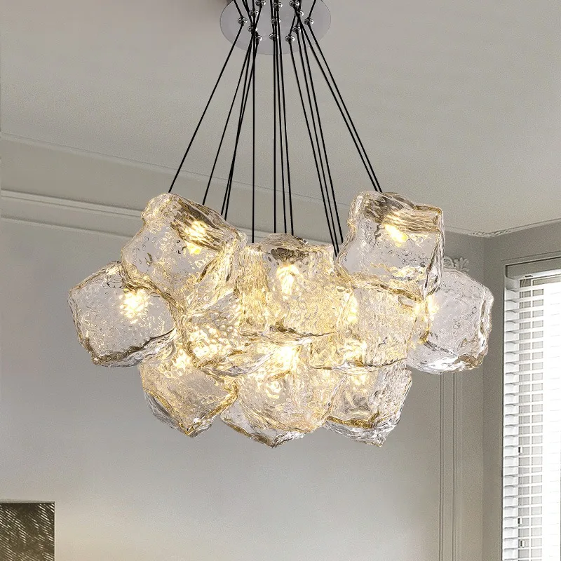 Modern Simple Chandeliers Ice Cube pendant light Parlor Hall Dining Room Bedroom Aisle Lamp Height Adjustabl Lighting Fixtures
