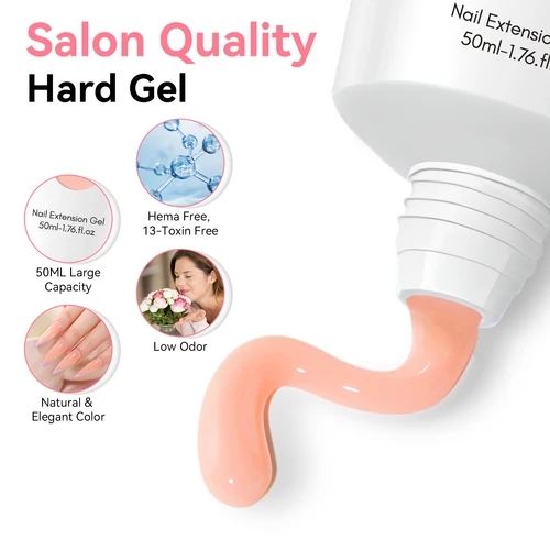 Imagen 2 del producto Makartt Poly Nail Gel acrílico, 50ML Gel de extensión de uñas Gel de mejora de uñas barniz de Gel duro rosa claro de larga duración