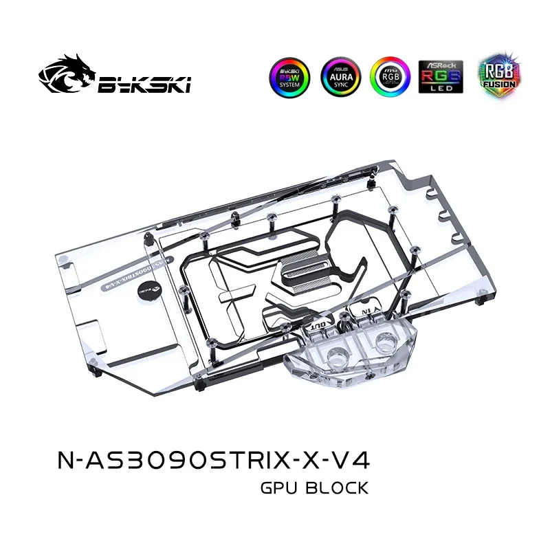 Bykski bloque de agua GPU de cobertura completa para tarjeta gráfica ASUS RTX3080 3090 STRIX, enfriador de agua VGA, sincronización ARGB/RGB, N-AS3090STRIX-X-V4