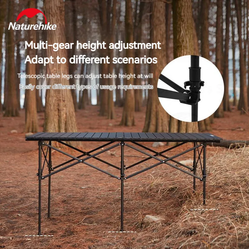 Naturehike Aluminum Alloy Telescopic Table 5.6kg Adjustable Height Outdoor Camping Portable Picnic Barbecue Table Folding Table