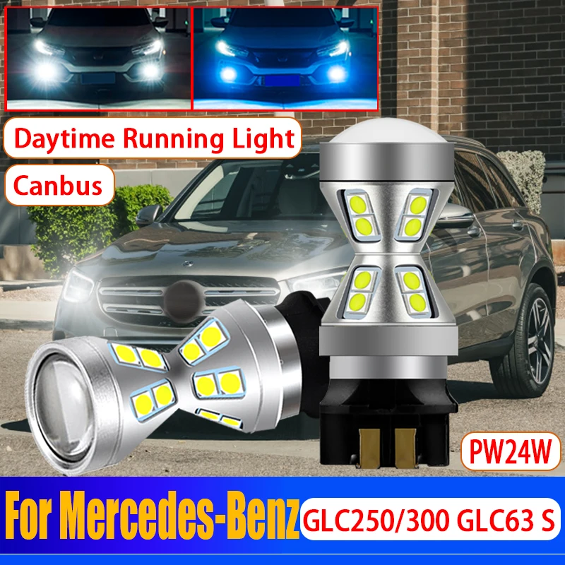 

2PCS Car Canbus No Error PW24W LED Front Turn Signal Day Daytime Running Light For Mercedes-Benz GLC63 S GLC300 GLC250 2016-2018