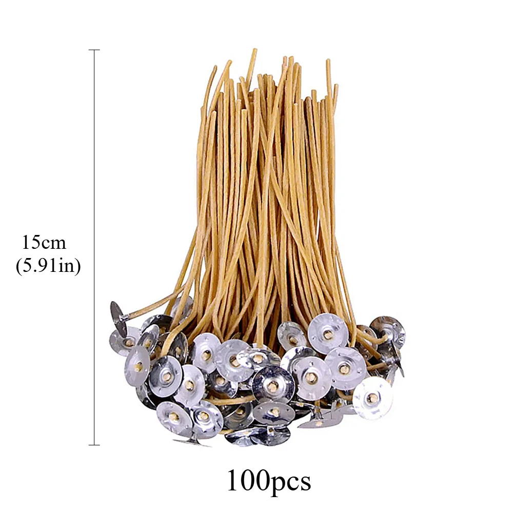 100 Stuks Bijenwas Kaarsen Lont Langzaam Brandende Voorgewaxte Natuurlijke Katoenen Wieken Met Clip Diy Kaars Maken Accessoire Kaars levert