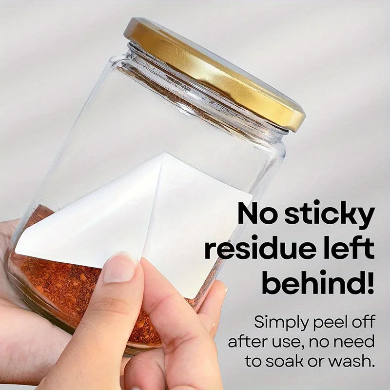 100pcs/10 sheets Waterproof Removable Freezer Labels-No Residue White Sticky Notes for Kitchen Organization,Jars& Pantry Storage