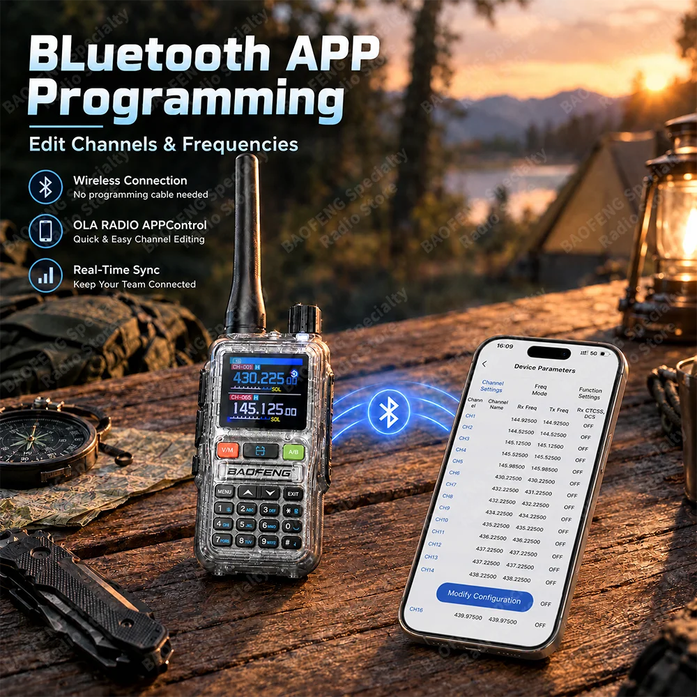 BAOFENG 5Rmini Walkie Talkie Bluetooth APP Programming Multi Band Dual PTT Type-C AM FM Long Range Ham Two Way Radio UV-5R mini