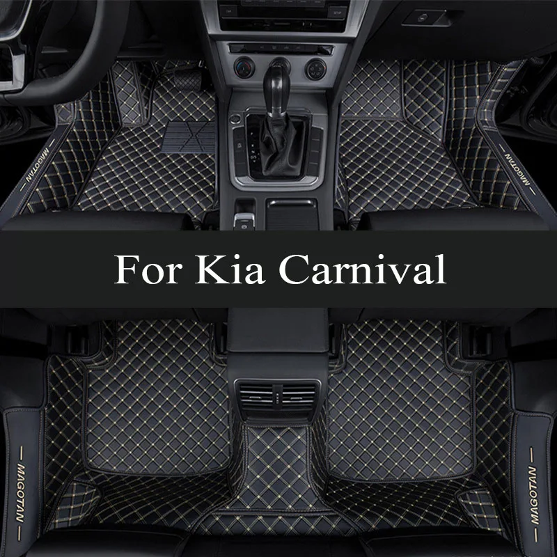 

Car Floor Mat For Kia Carnival 2014 2015 2016 2017 Luxury Woman High Quality Leather Full Set Carpet Foot Pad Auto Accessory