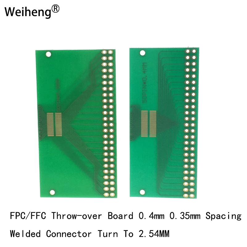 10 шт., 0,35 мм, 0,4 мм, поворот 2,54 мм, тест LCM TFT LCD, Стыковая панель, два ряда 50P