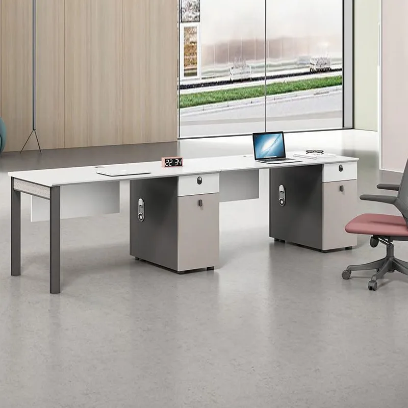 # Panel Solid Dark Gray Extendable Office Desk  Commercial Furniture Workstation Card Holder Financial