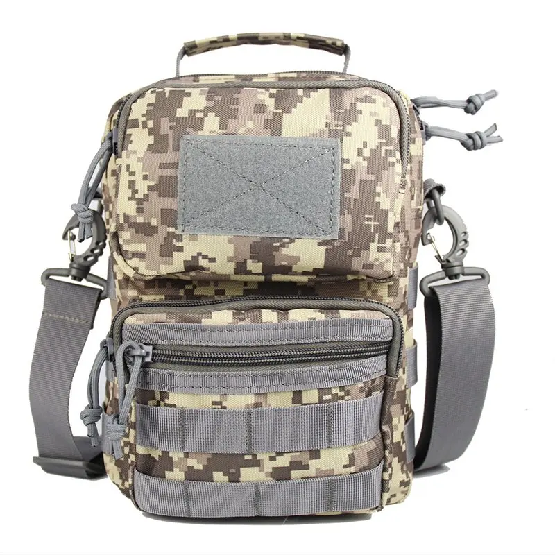 Bolsa tiracolo camuflada multifuncional, bolsa de peito masculina, bolsa de ombro casual para caminhada e viagem