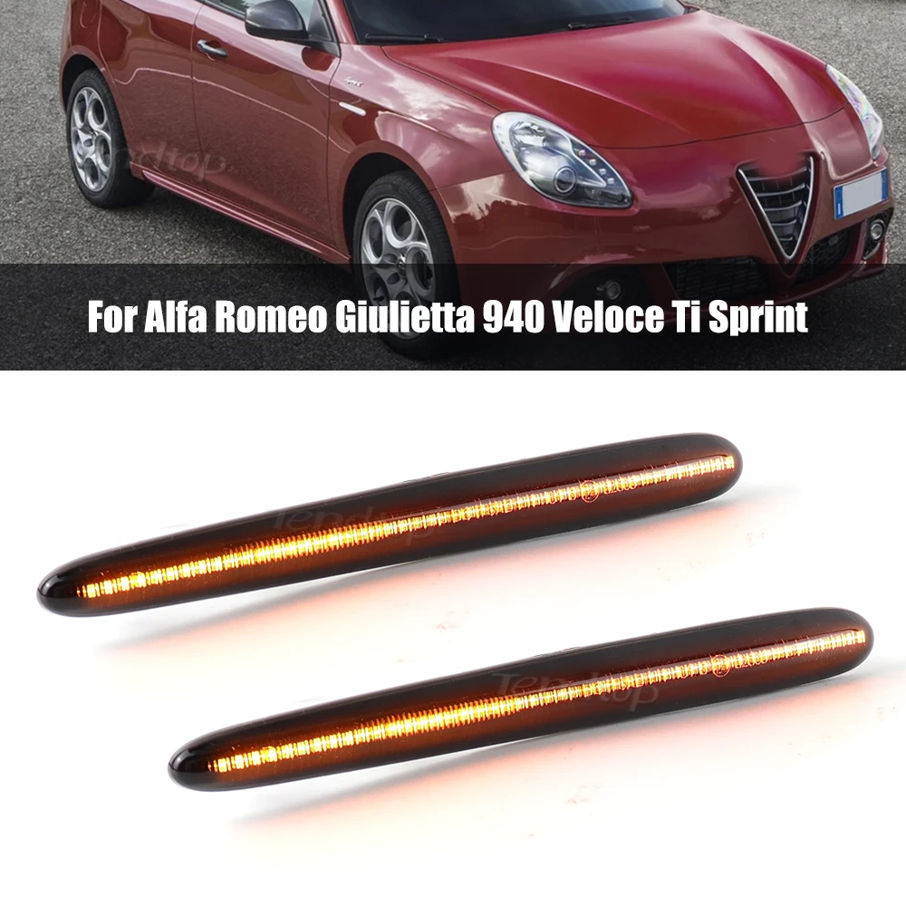 Indicador lateral do marcador da luz do sinal da volta do diodo emissor de luz de 2 pces para alfa romeo giulietta 940 veloce 2010-2021 sprint 2010-2016 indicador dinâmico