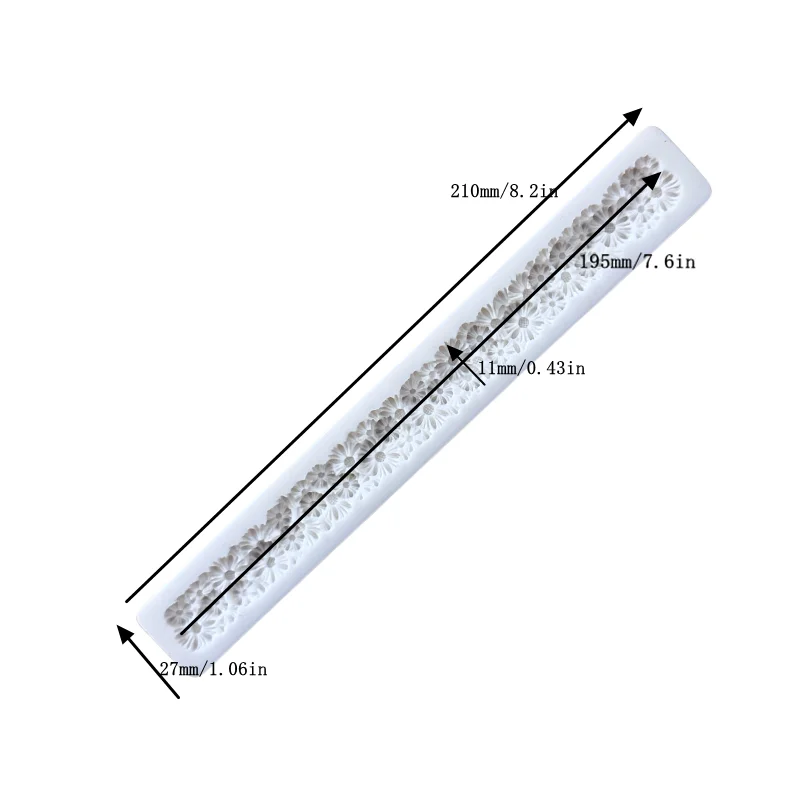 Cake Tool 8inch Long Daisy Garland Silicone Mould Flower Border Mold Cookie Cupcake Decoration Fondant Clay Sugarcraft