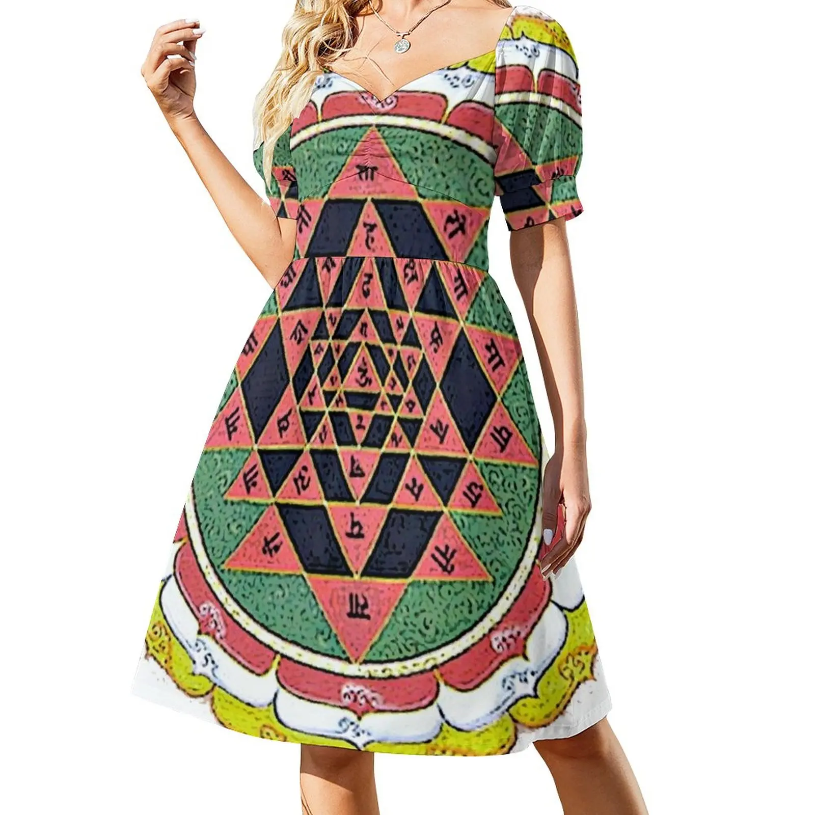 

Sri Yantra Sleeveless Dress long dress women Woman fashion cute dress