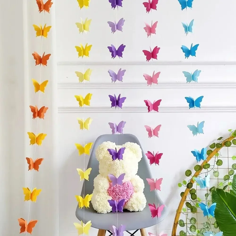 Creative Paper Butterfly Garland Colorful DIY Wedding Fairy Birthday Party Decoration Butterflies DIY Banner Baby Shower Decor