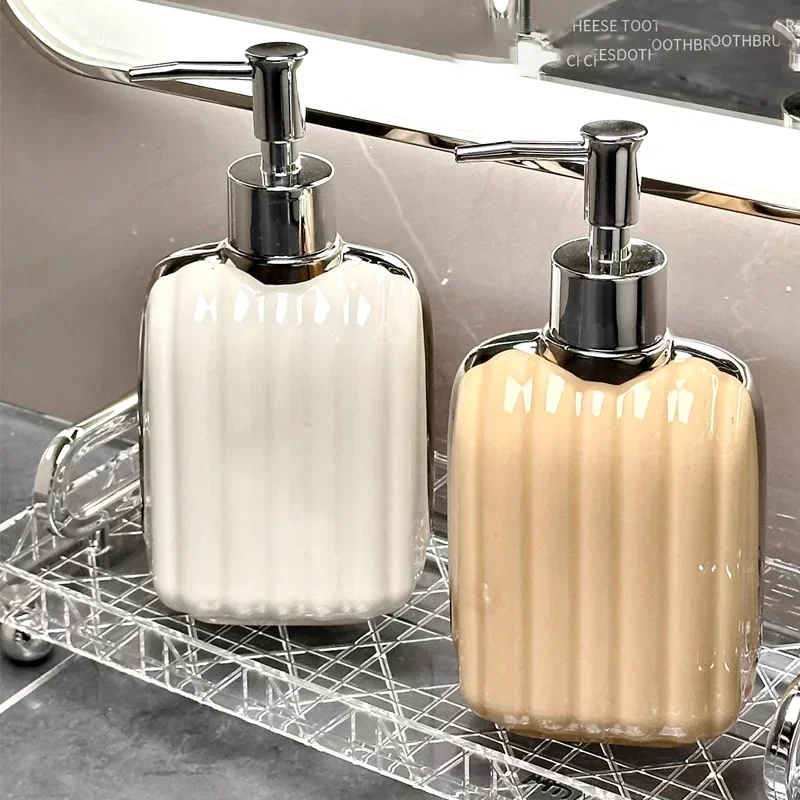 Ceramic press separate bottle large capacity luxury lotion bottle shower gel shampoo hand sanitizer soap dispenser  bathroom