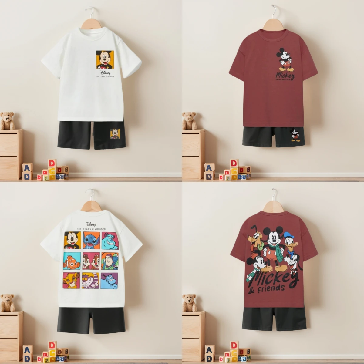 Set per bambini di marca Set di vestiti estivi di Topolino Ragazzi Bambini T-shirt a maniche corte e pantaloncini Abiti Set di top casual alla moda