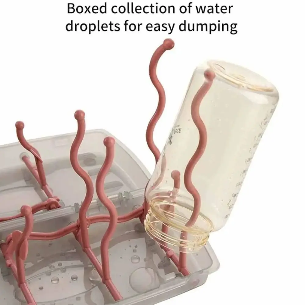 Collapsible Travel Bottle Drying Rack with Cover Portable Bottle Drying Rack Dustproof Foldable Box Folding Draining Rack