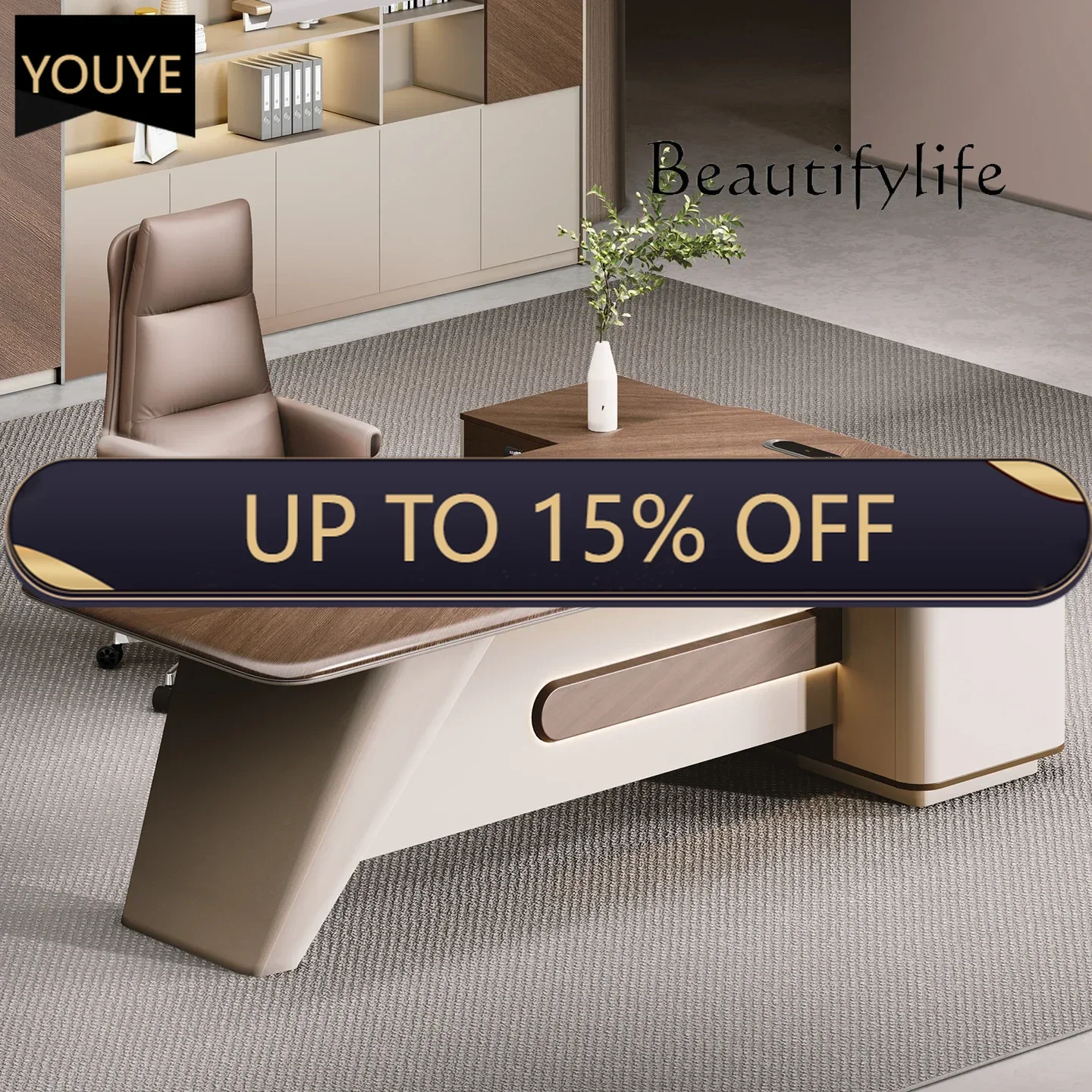 

Q premium feel Modern Light Luxury Office Desk And Chair Combination Simple President Table Supervisor Table Large Desk