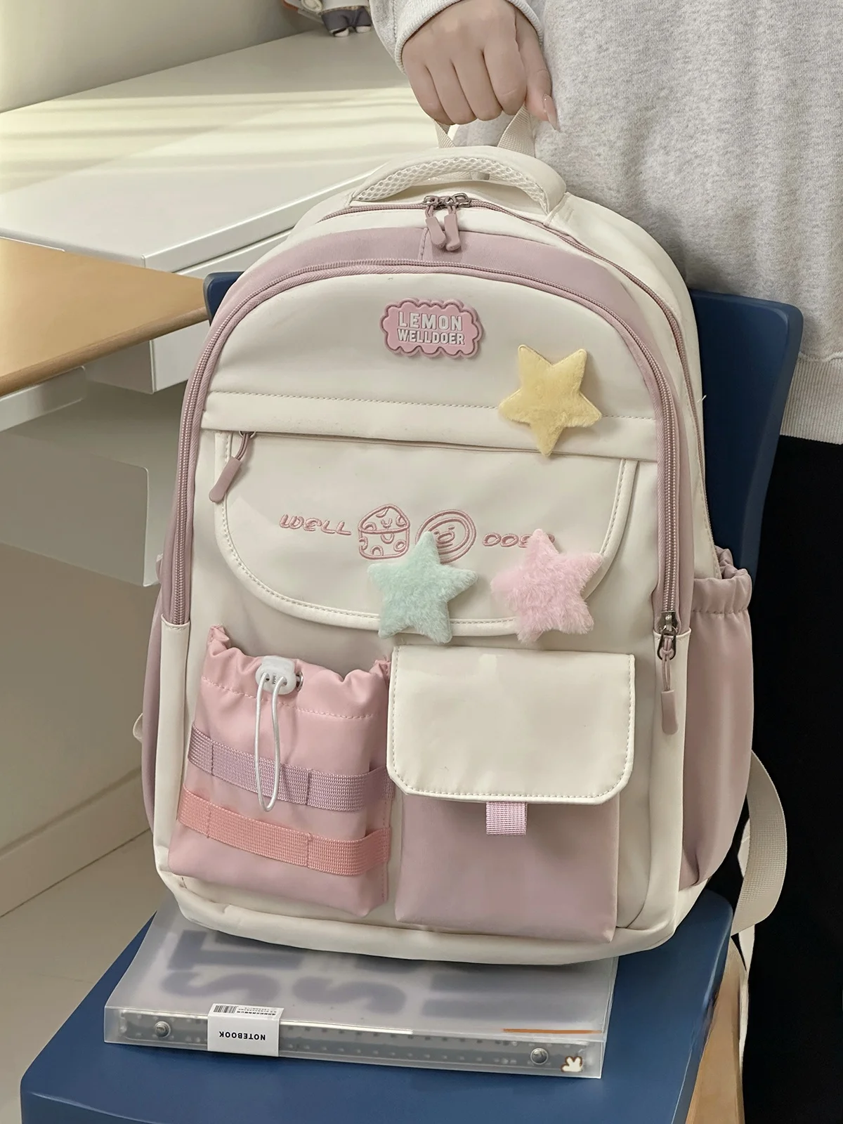 Cute Dual-oulder Bapa for Girls Lightweight Casual Versatile School Bag High School College Students Summer Vaion Sle