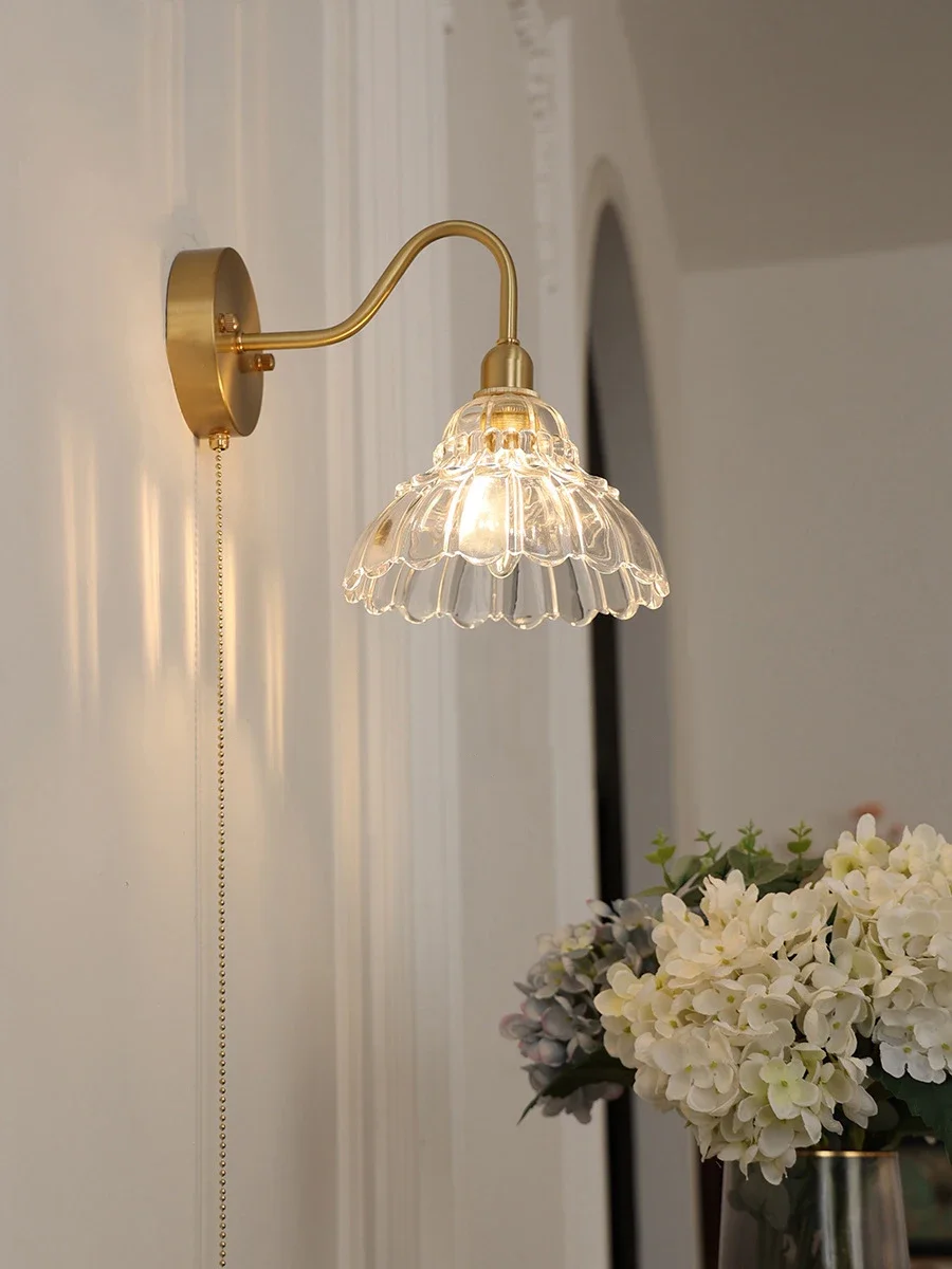 Antique Brass Glass Wall Sconce Collection Multi-Style Victorian Hanging Lamp Retro Decor Pendant Lighting for Bedside Entryway