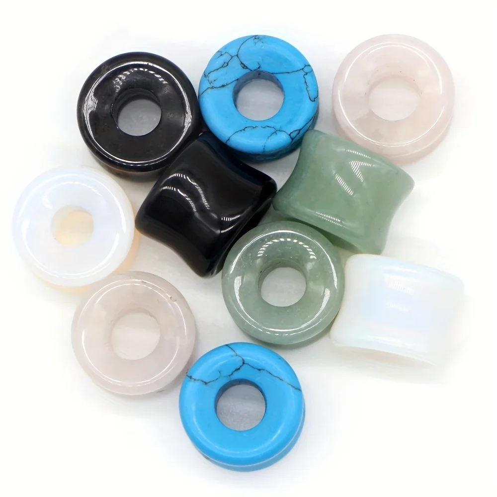 2pcs Stone Ear Plug Double Flared Natural Stone Ear Tunnel Plugs Ear Gauges Stretcher Expander Flesh Body Piercing Jewelry