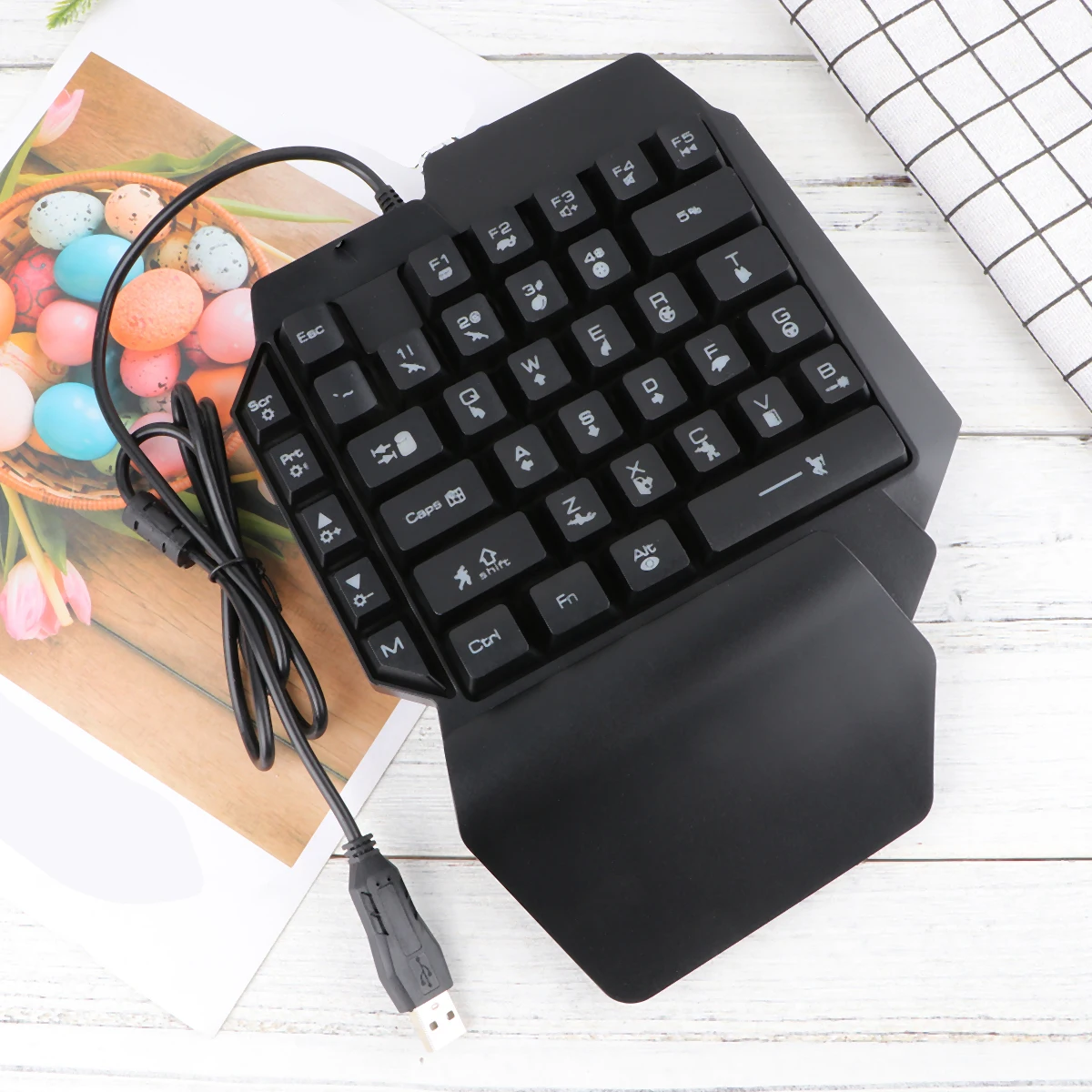 

Gaming Keyboard Mixed Backlit Rgb Single Hand Control Keypad Laptop Computer Compact Lightweight Plug Play Portable