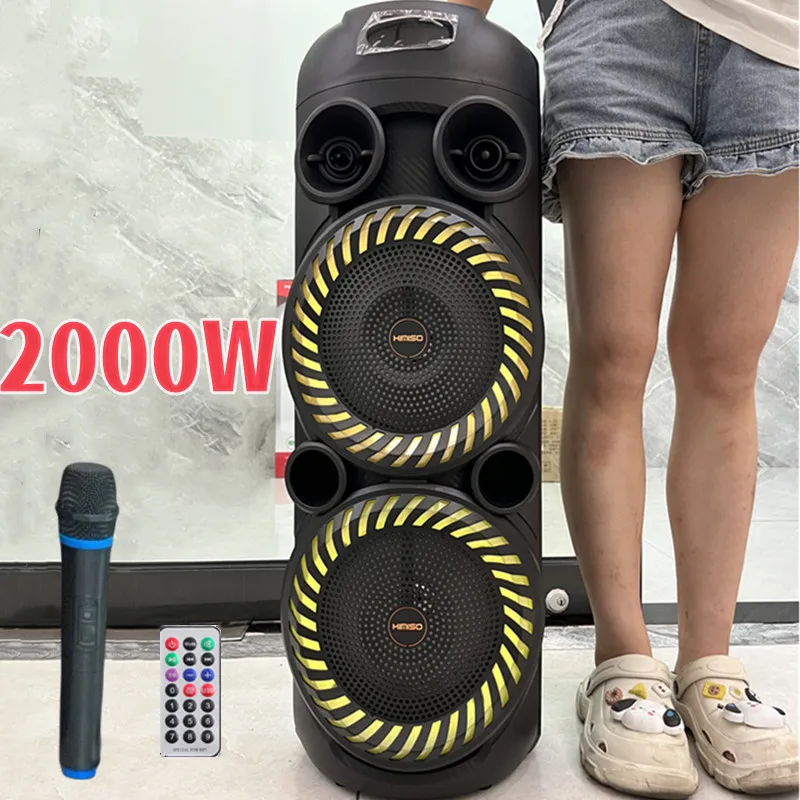 2000W Peak Power Super Bass Large Double 8 Inch Horn Bluetooth Speaker Multi Function Karaoke Audio With Remote/mic Boom Box