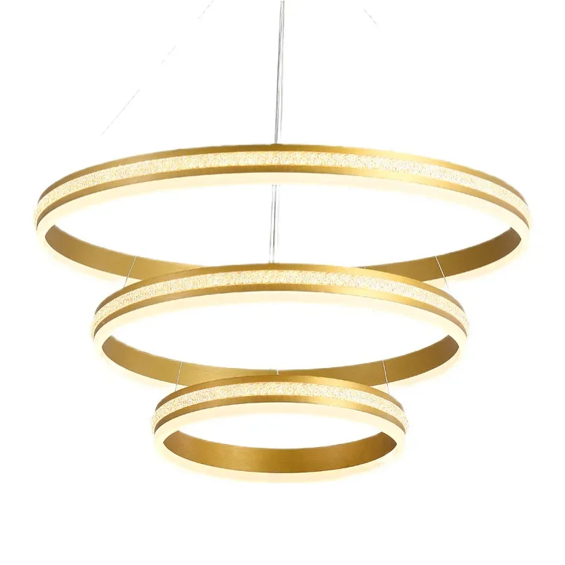 

Living room chandelier modern simple atmosphere Nordic net red lamps creative duplex floor hall lamp ring restaurant chandelier