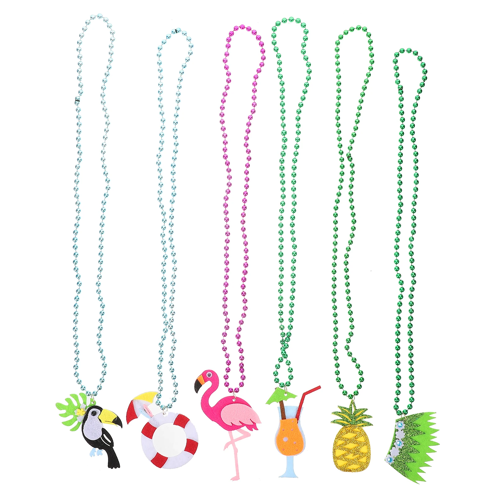 

6pcs Tropical Theme Necklace Hawaiian Pendant Beads Necklace For Summer Beach Party Handcrafted Unique Design Felt Neck Chain