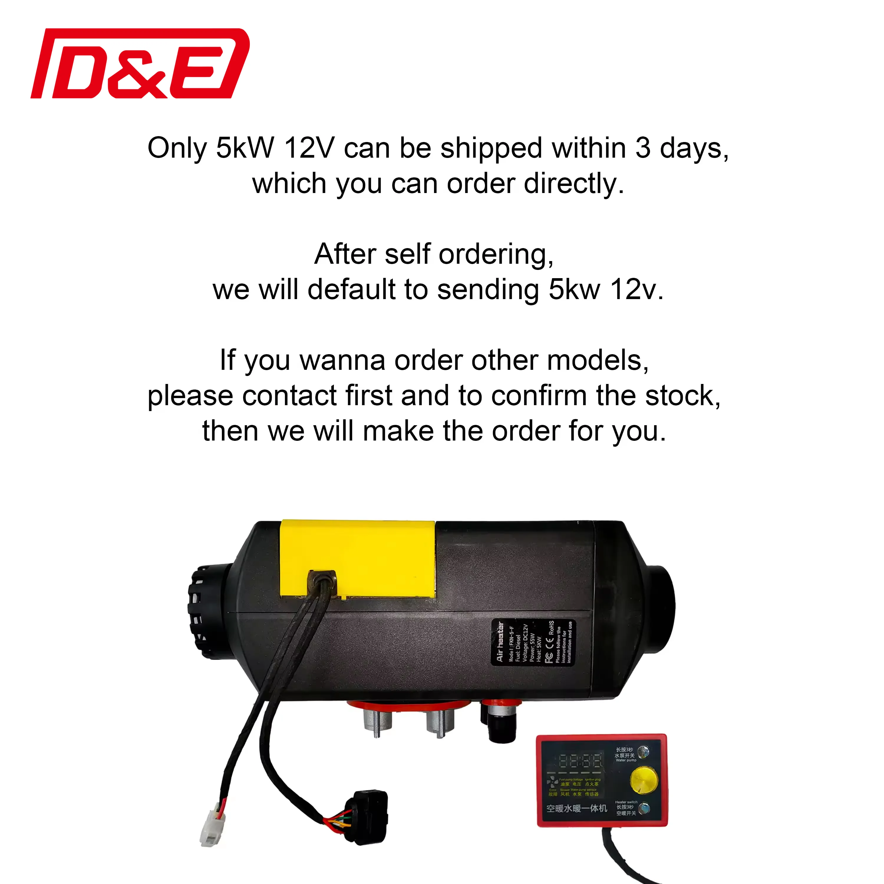 High 5KW 12V 5KW 24V 7KW24V All-in-One Diesel Water Air Heater New Integrated Truck Boat Caravan Railway Car Made Aluminium