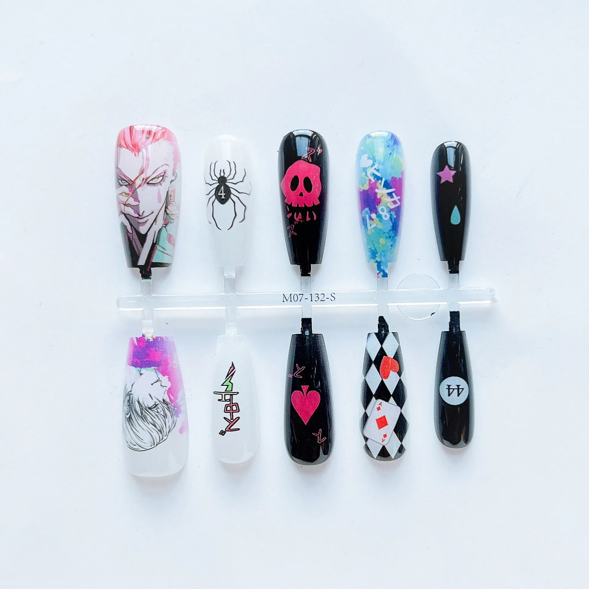 Hisoka Anime Gothic Cute Fake Nails Removeable Pretty Nail Art Accessories Reusable Simple Cosplay Anime Spider False Nails