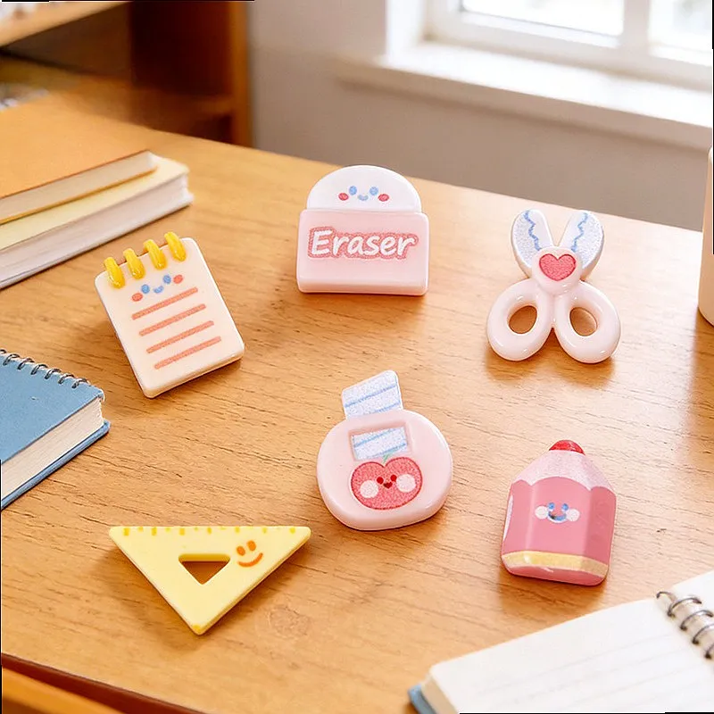 100pcs Cute Mini Eraser School Tool Resin Cabochon DIY Phone Case Hairpin Keychain Scrapbook Decor