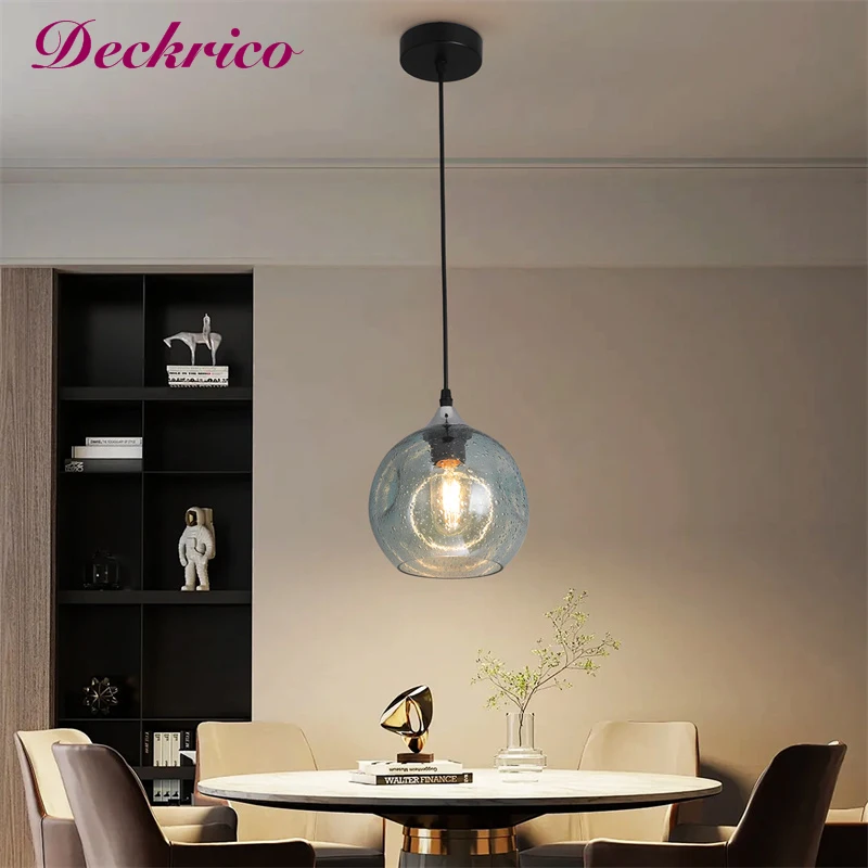 

Hot Selling Glass Chandelier Open Kitchen Pendant Suitable For Bedroom Desk Hanging Lamps For Ceiling With Light Bulb E27 60W