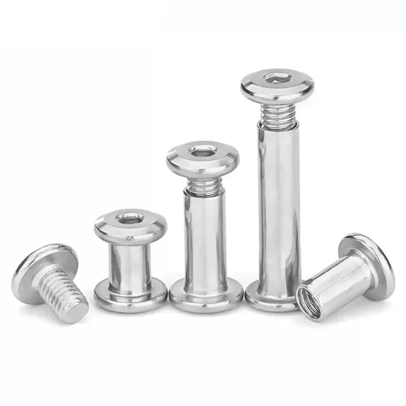 304 Stainless Steel Hexagon Socket Screw Locking Splint Screw Nut Combination Album Butt Account Book Nail Edge Chamfer M3~M10
