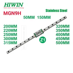 Hiwin MGN9H MGN9 Z1 Hiwin MGN9 Rail 50mm 100 150 200mm 250 300mm 350 400mm 450 500 550mm + Hiwin MGN9H Block Z1 Carriage