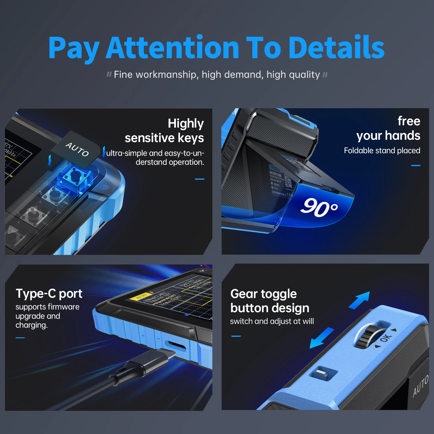 FNIRSI New DSO510 DSO153 DSO153 Mini Handheld Digital 2 IN 1 Oscilloscope Portable 48MS/s 10MHz Bandwidth Electronic Repair Tool