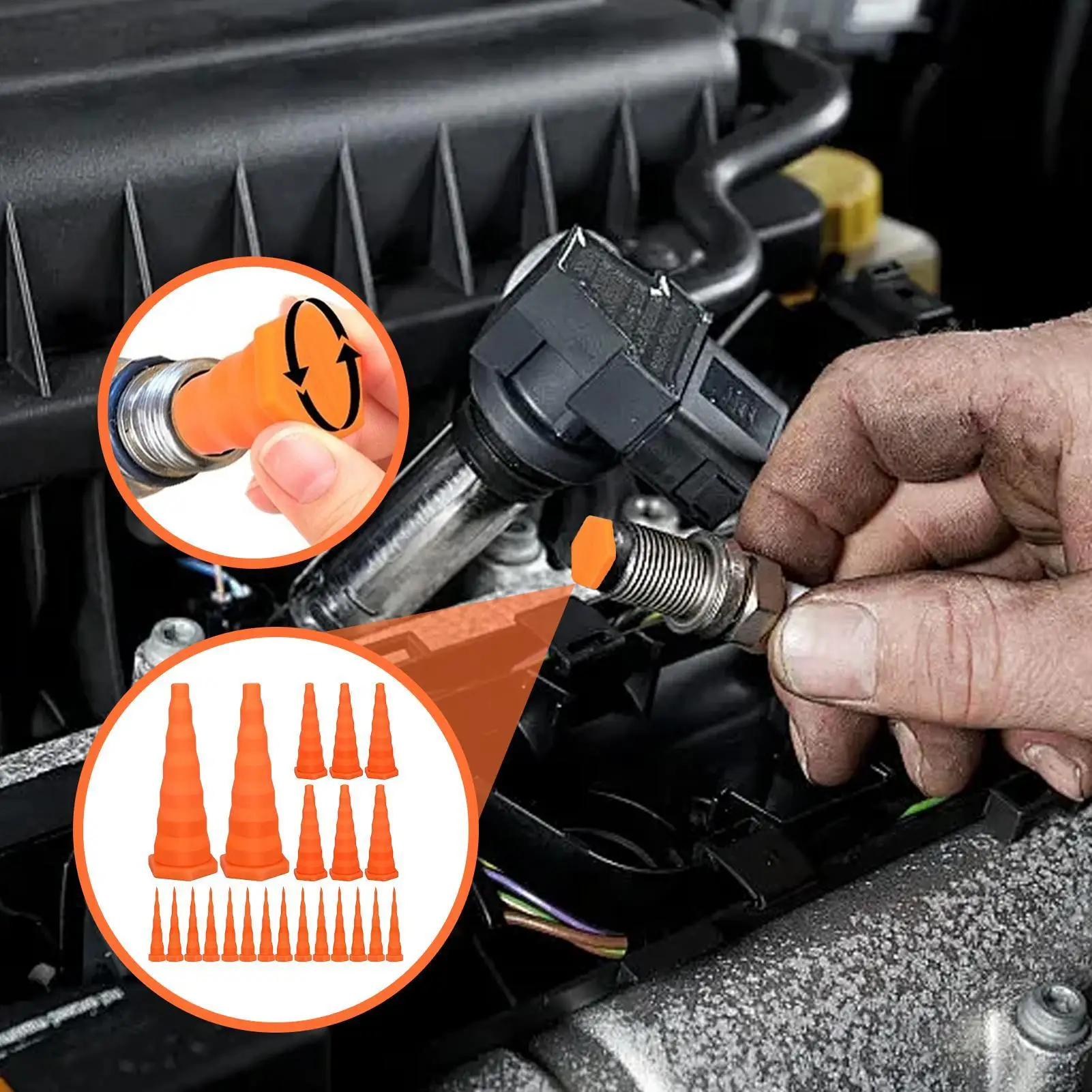22pcs Hydraulic Hose Plug Silicone Oil-Resistant Flexible Replaceable Part Hydraulic Oil Service Plugs For Engineering Machinery