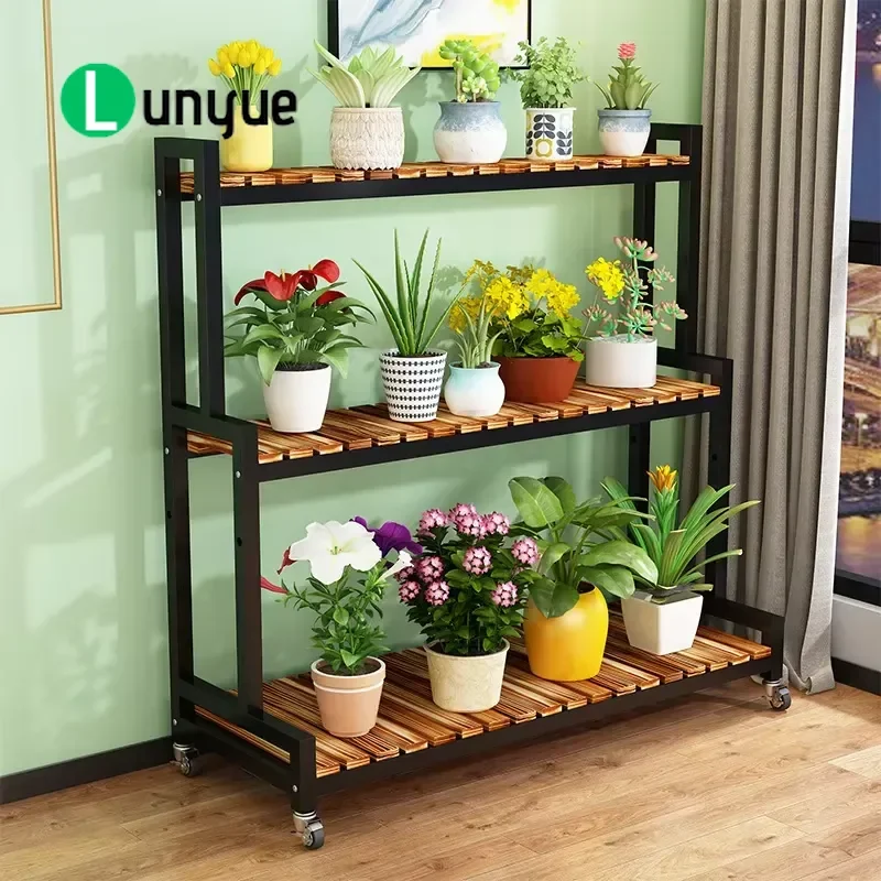Multi Layer Wooden Flower Display Rack Ladder Style Plant Stand for Balcony Home Garden Decor Sturdy Storage Shelf Organizer