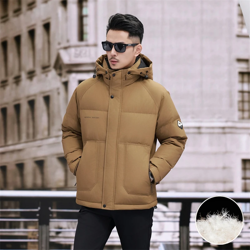 2024 autumn and winter new solid color hooded thick white duck down cold warm down jacket