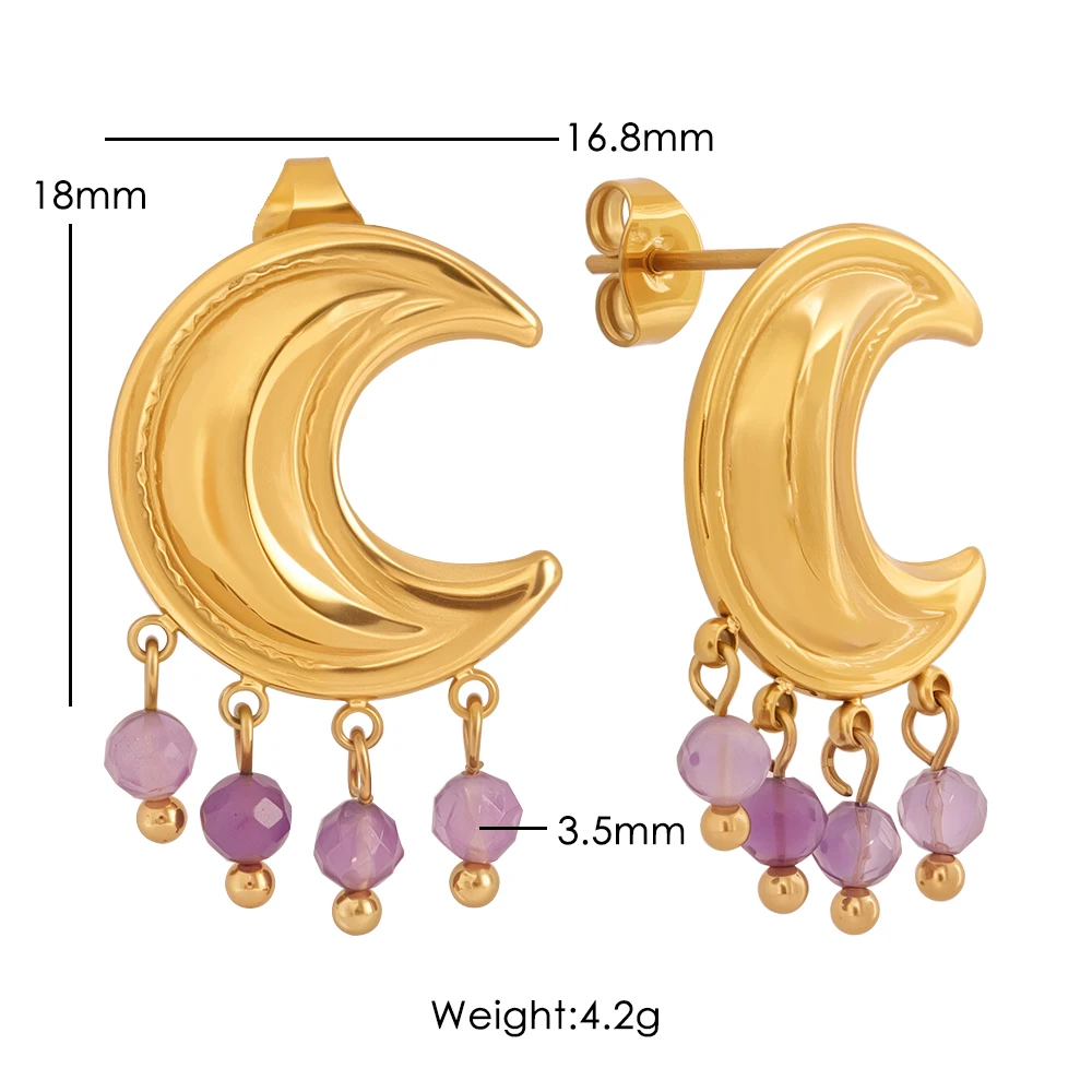JINHUI Moon Stainless Steel Pendant Earrings - Waterproof Non-Allergic Fashion Jewelry for Party Wedding Anniversary Gift