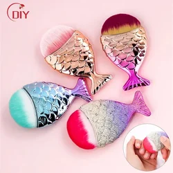 1pcs Fish Tail Shape Nail Brush Fishtail Bottom Cosmetic Brushes Soft Cleaning Dust Powder Nails Care Manicure Tool Nail Brush