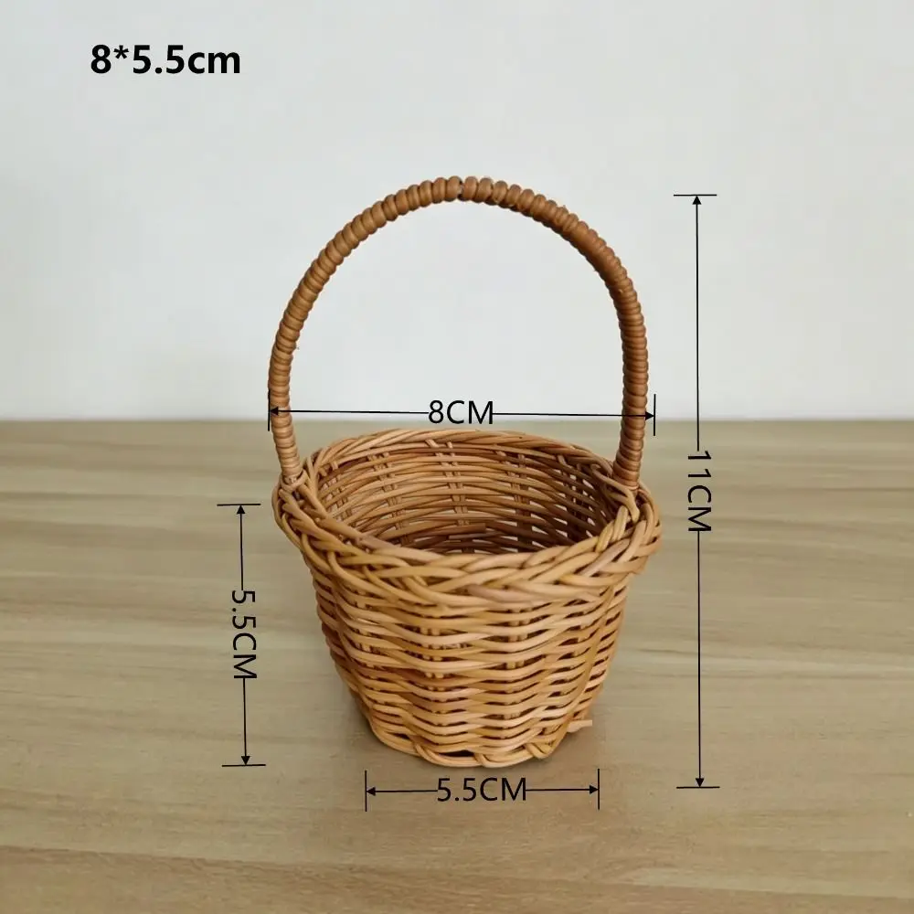 with Handle Imitation Rattan Handhold Household 5 Styles Weaving Flower Basket Handwoven Braid Storage Baskets