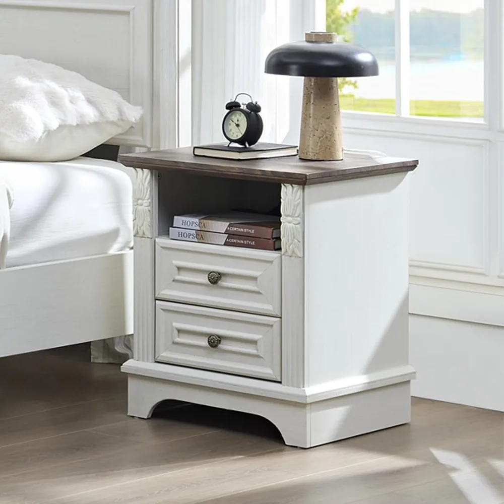 Comodino con stazione di ricarica, tavolino laterale in fattoria, comodino LED intelligente, comodino per camera da letto, soggiorno