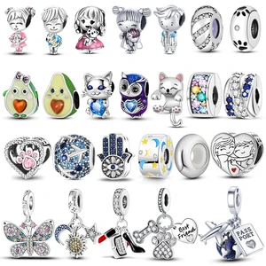 Bathed the silver Lucky Girassol Charms, fits original Pandora Bracelet, Dangle Pendant, Travel, DIY 10 Main Sales Pandora - №7