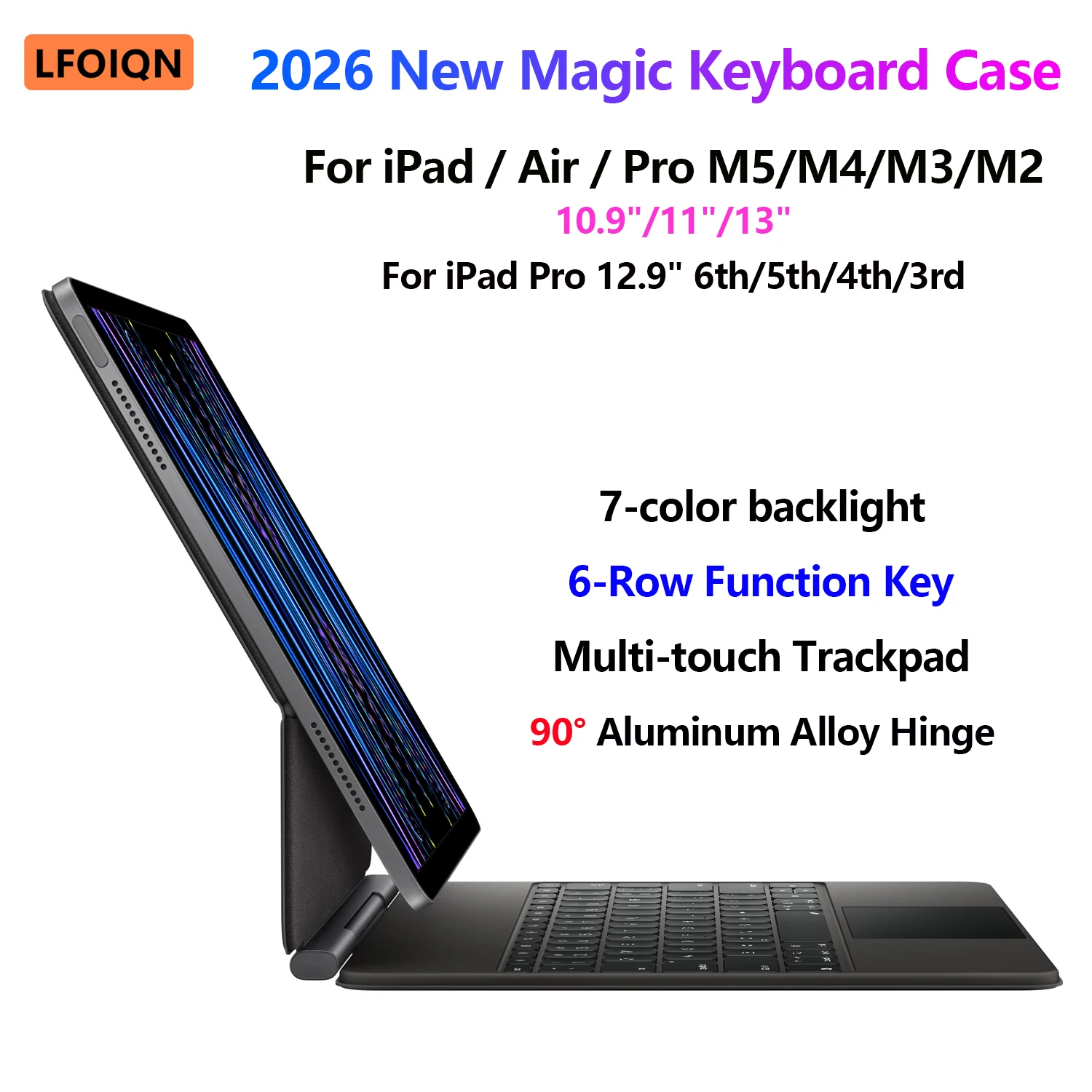 Flache Magic Keyboard Hülle für iPad Air 11 13 Zoll & 10. 11. Generation A16 & iPad Pro 11 12.9 (2018-2022) & Pro 11 13 M4 M5 Cover