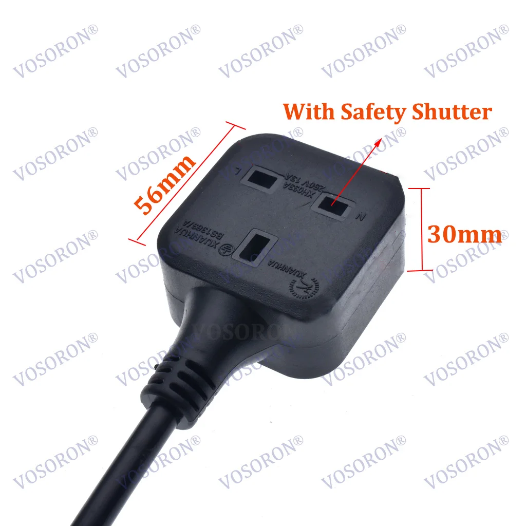 0.3m/06m UK Power Adaptor Cord , IEC C14 Male Plug to UK 3Pin Female Socket Power Adapter Cable For PDU UPS,13A,1 pcs*