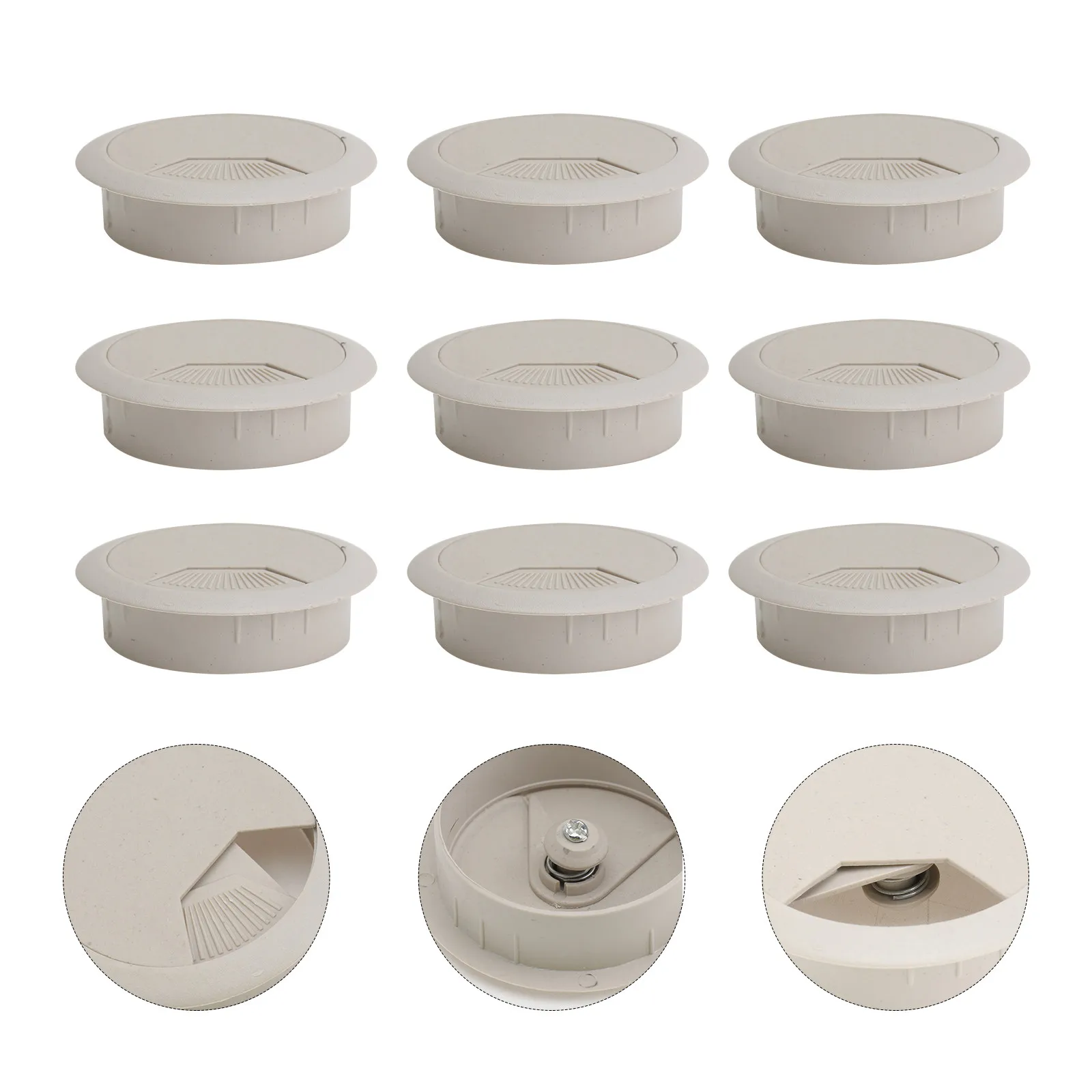 10Pcs Office Desk Grommet Cable Hole Cover Round Plastic 53Mm Diameter Cable Cover for Computer Desk Wire Management in Home