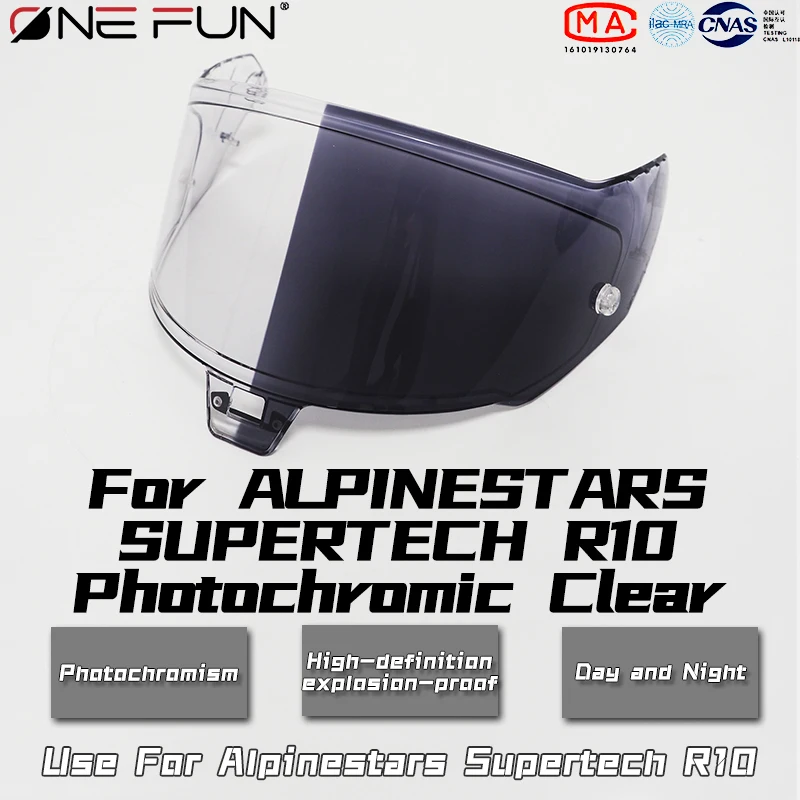 Lentes de viseira fotocromática para capacete de motocicleta que escuram automaticamente e clareia a viseira de capacete para Alpinestars Supertech R10