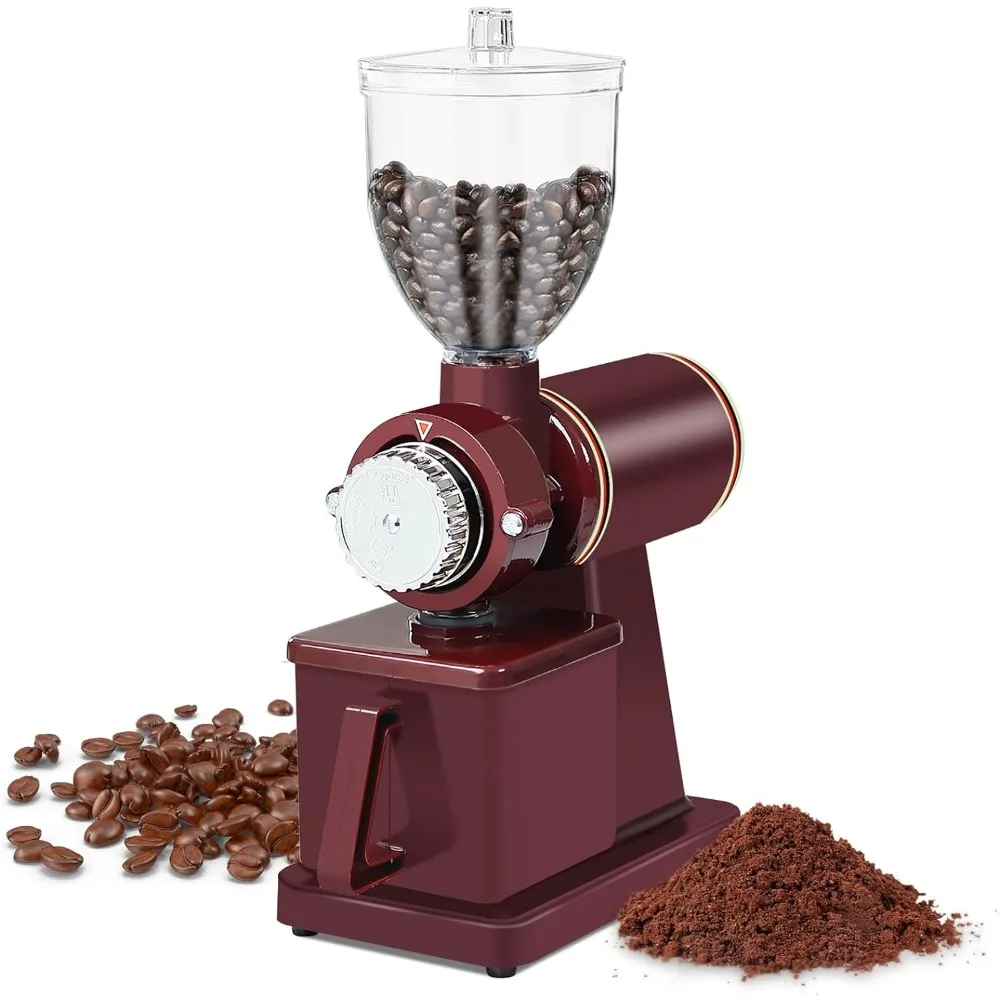 

Professional Electric Coffee Grinder Coffee Bean Powder Grinding Machine Coffee Grinder Mill Grinder Thickness Adjustable (Red)